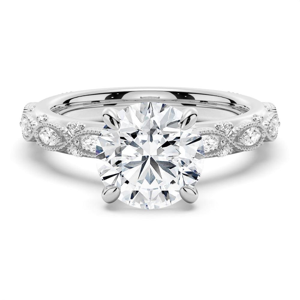 925 Sterling Silver Vintage Infinity Milgrain Round Diamond Engagement Ring