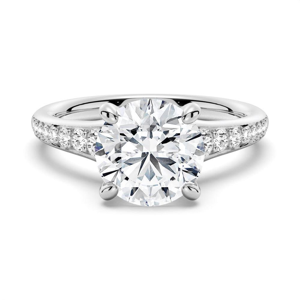 925 Sterling Silver Vintage Round Cut Diamond Engagement Ring Graduated Band