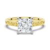 925 Sterling Silver Vintage Two Tone Princess Cut Diamond Engagement Ring Milgrain Edges