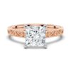 925 Sterling Silver Vintage Two Tone Princess Cut Diamond Engagement Ring Milgrain Edges - Image 3