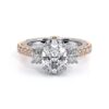 925 Sterling Silver Vintage Two Tone Three Stone Oval Diamond Engagement Ring - Image 4