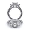 925 Sterling Silver Vintage Two Tone Three Stone Princess Cut Diamond Engagement Ring - Image 3