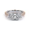 925 Sterling Silver Vintage Two Tone Three Stone Princess Cut Diamond Engagement Ring - Image 4