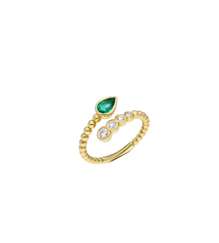 925 Sterling Silver Where Emerald Meets Diamond Ring