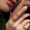 925 Sterling Silver Where Emerald Meets Diamond Ring - Image 2