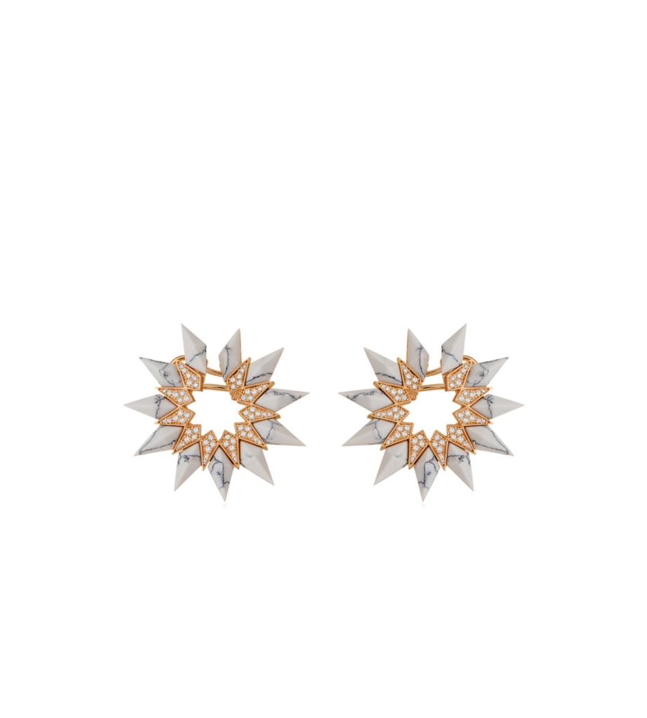 925 Sterling Silver White Agate Nord Earrings