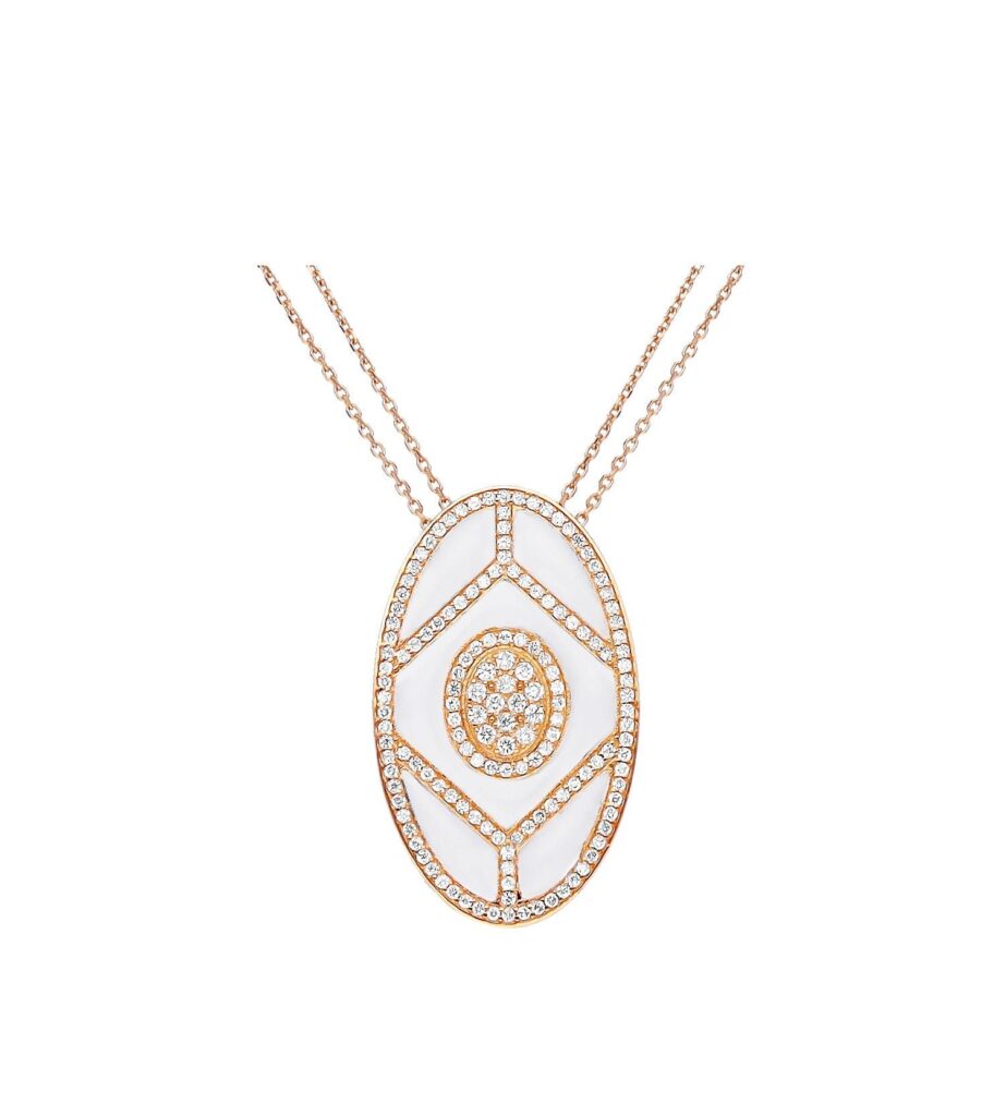 925 Sterling Silver White Shield Diamond Pendant