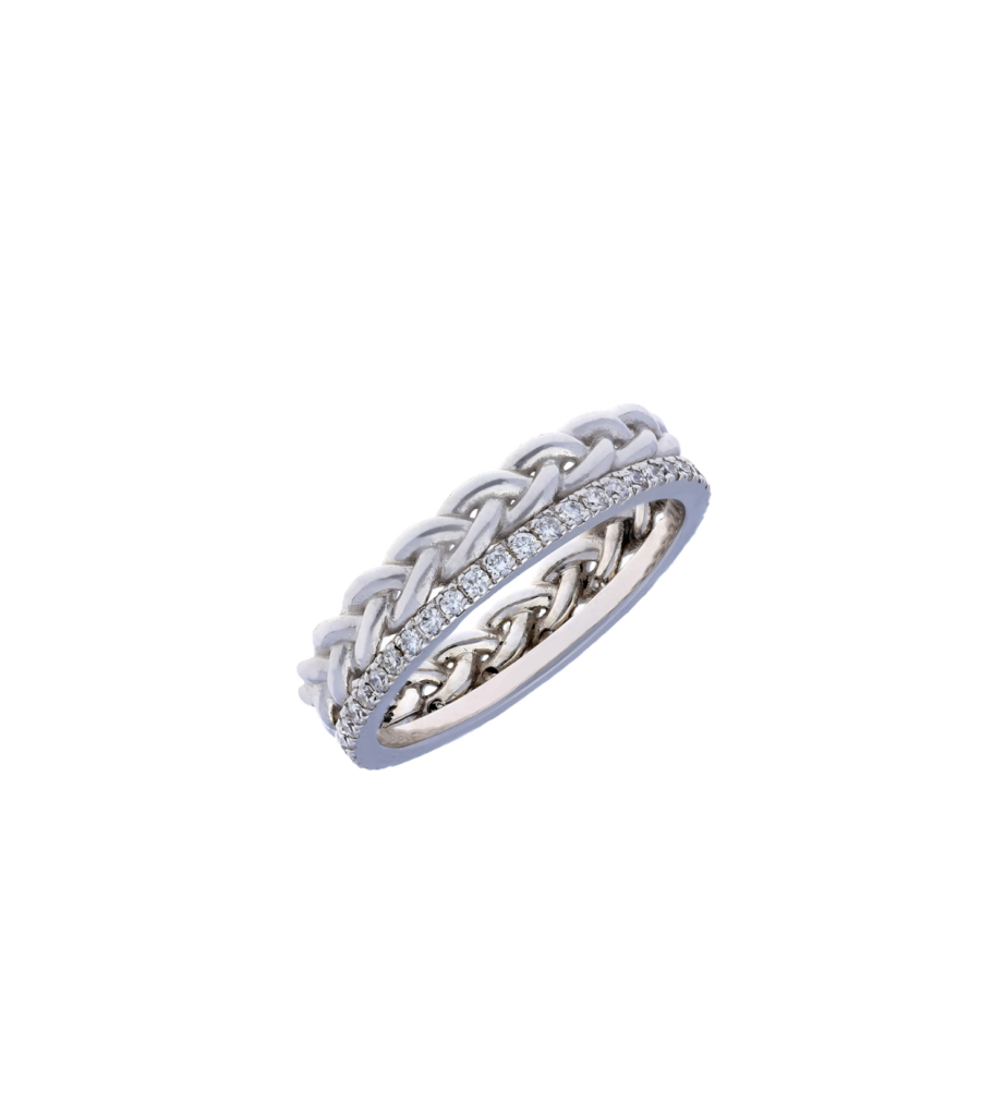 925 Sterling Silver White Tangled Eternity Diamond Ring