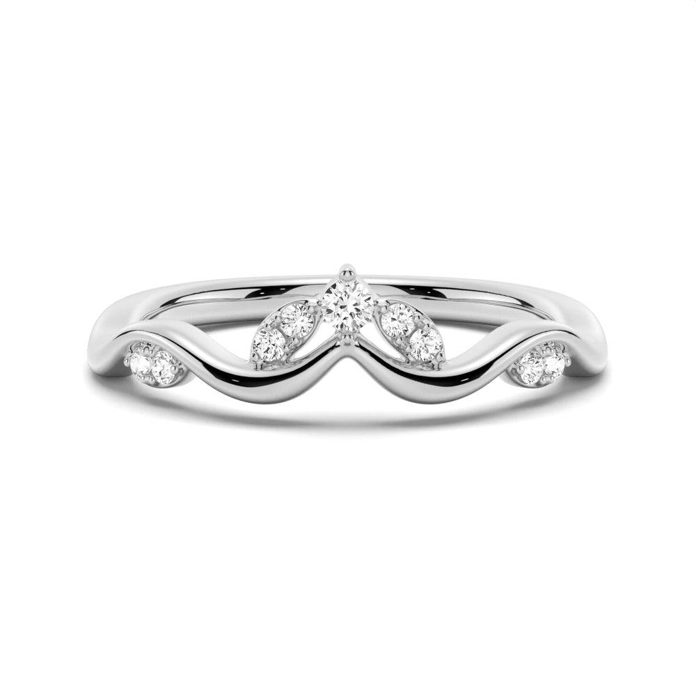 925 Sterling Silver Winding Willow Curved Diamond Wedding Band