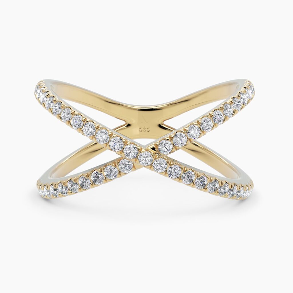 925 Sterling Silver X Pave Diamond Ring