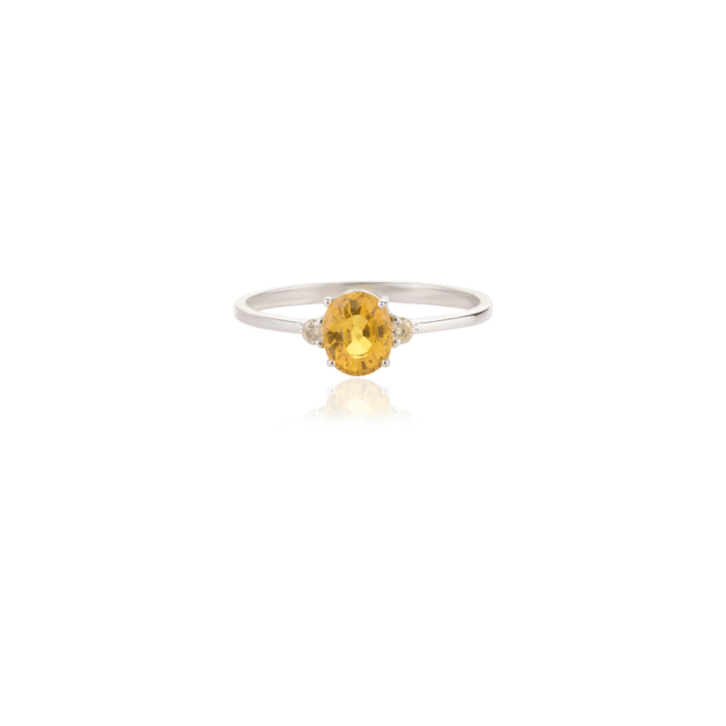 925 Sterling Silver Yellow Sapphire Diamond Ring