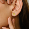 925 Sterling Silver Yellow Sapphire Oval Diamond Stud Earrings - Image 2
