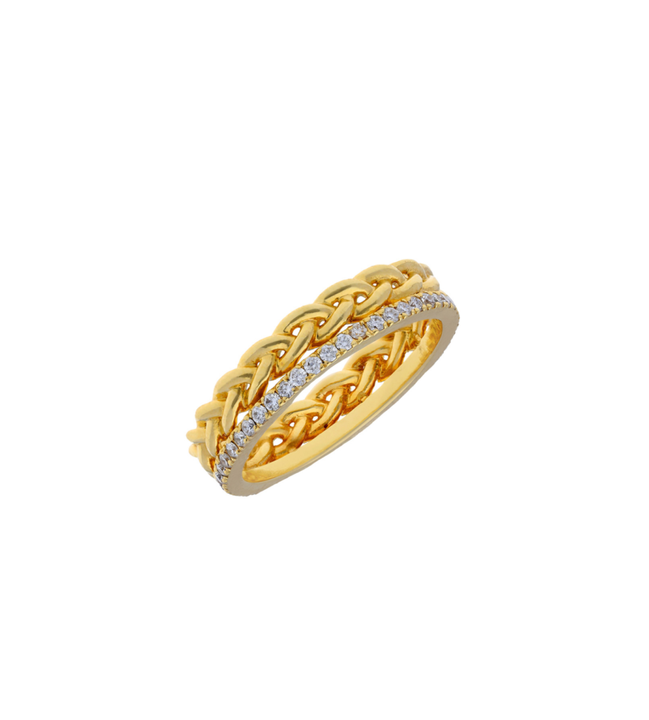 925 Sterling Silver Yellow Tangled Eternity Diamond Ring