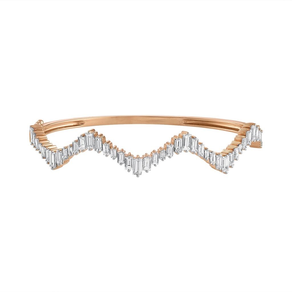 925 Sterling Silver Zig Zag Diamond Bangle