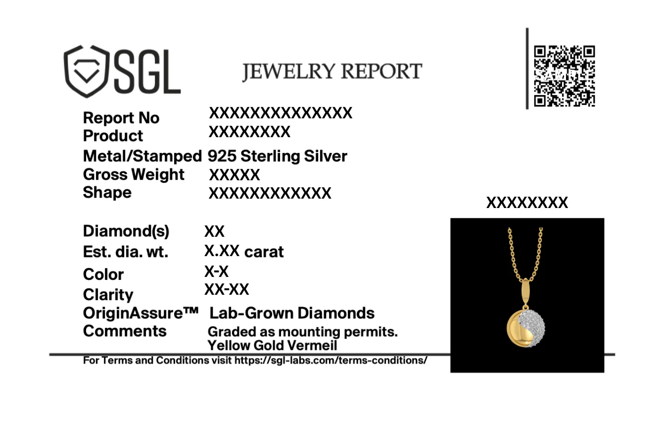 Sample jewellery lab certificate and report