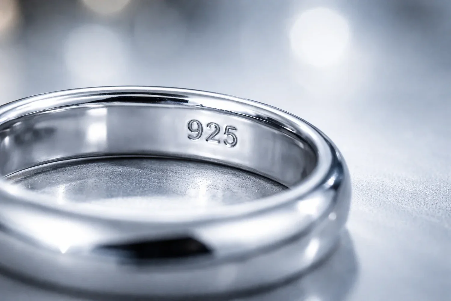 Close-up of 925 sterling silver stamp on jewellery
